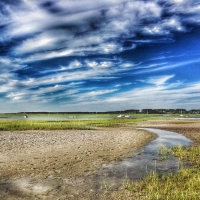 XMel Tulin - boat meadow clouds3 2017blog
